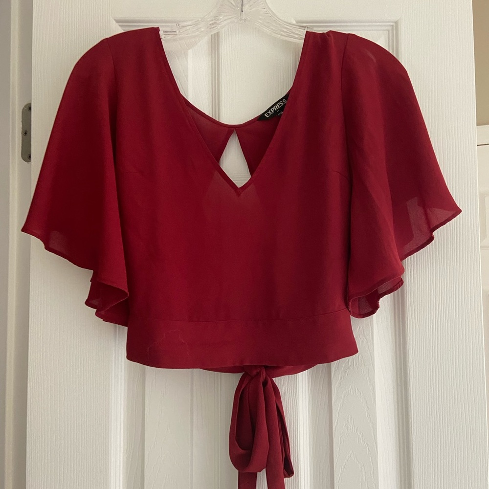 Express Red Tied-Back Top